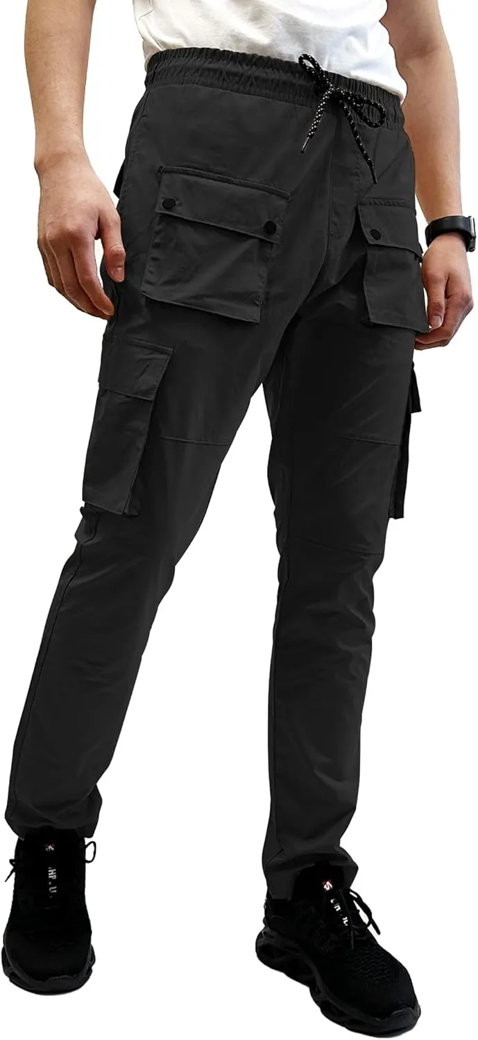 Southpole Men's Lightweignt Tech Woven Nylon Pants, Water Resistant, Quick Dry, 4 Pockets