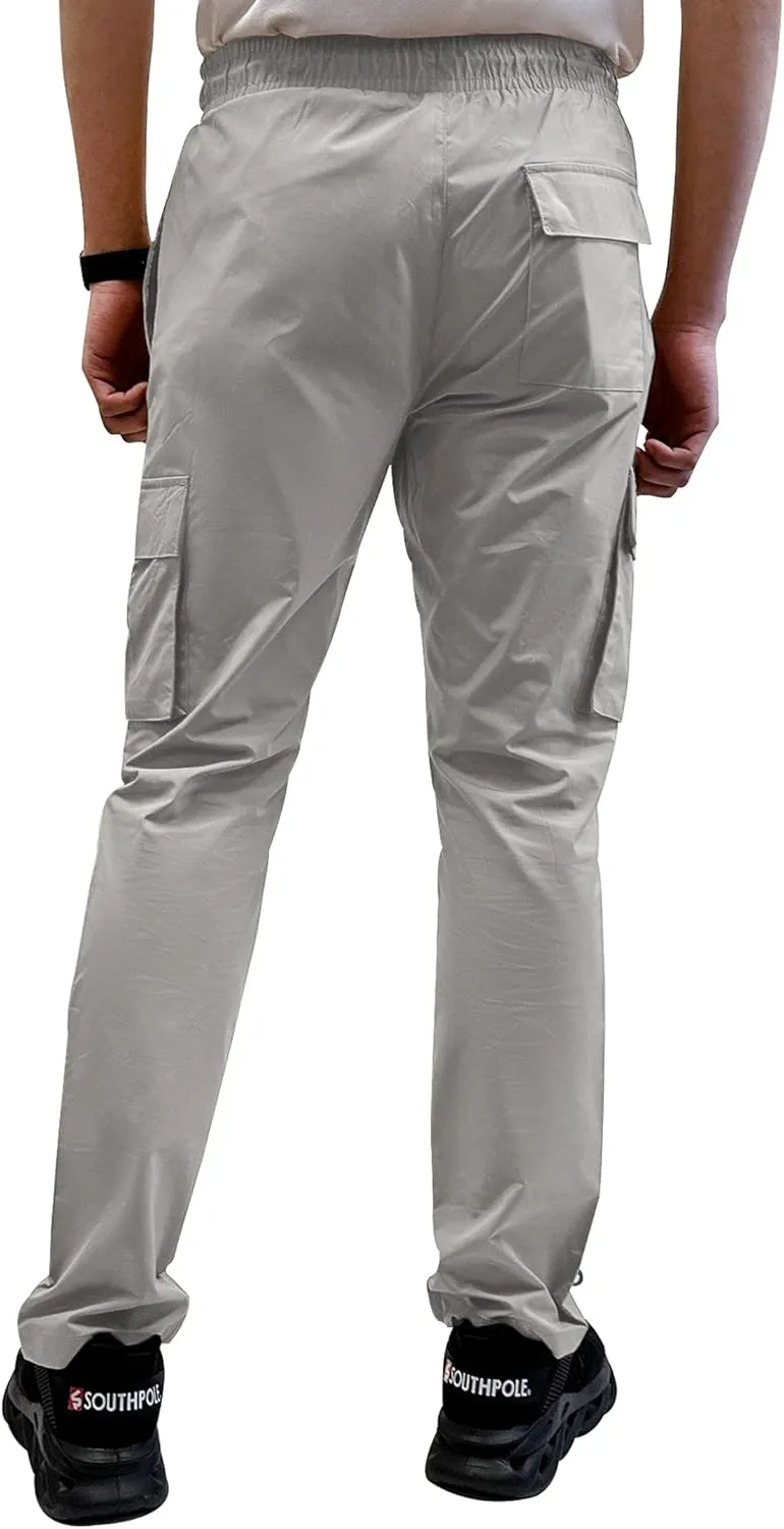 Southpole Men's Lightweignt Tech Woven Nylon Pants, Water Resistant, Quick Dry, 4 Pockets