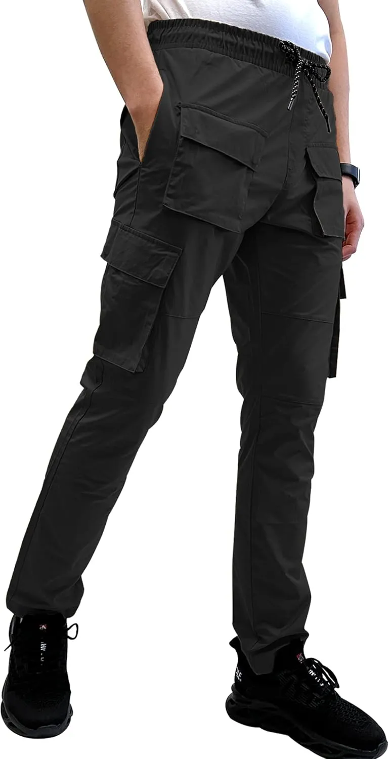 Southpole Men's Lightweignt Tech Woven Nylon Pants, Water Resistant, Quick Dry, 4 Pockets