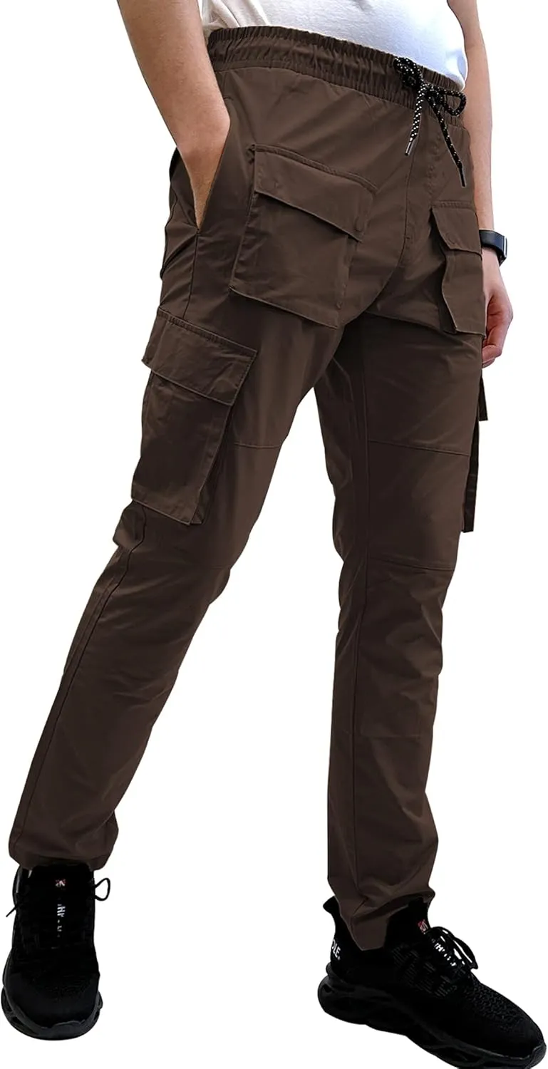 Southpole Men's Lightweignt Tech Woven Nylon Pants, Water Resistant, Quick Dry, 4 Pockets