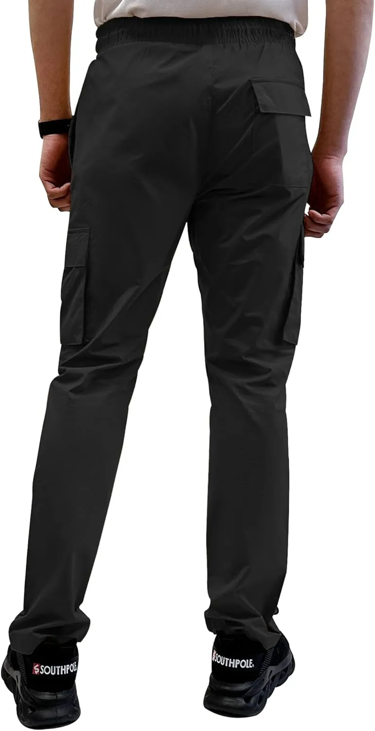 Southpole Men's Lightweignt Tech Woven Nylon Pants, Water Resistant, Quick Dry, 4 Pockets