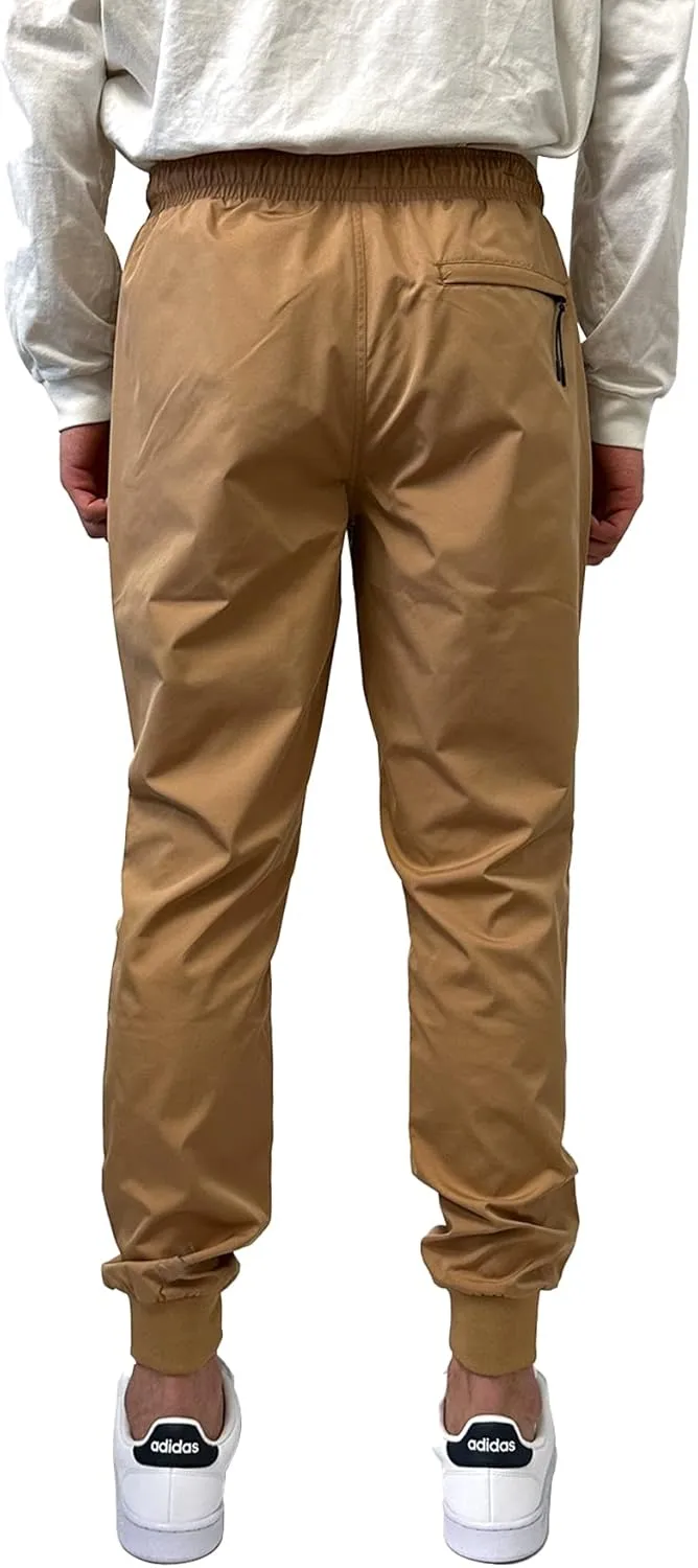 Southpole Men's Quick-Dry Water Resistant Nylon Track Jogger Pants W/Zipped Pockets