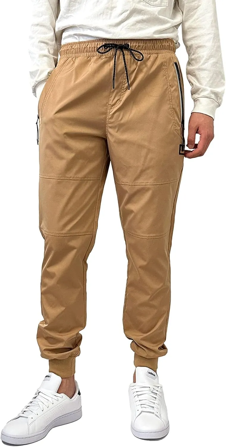 Southpole Men's Quick-Dry Water Resistant Nylon Track Jogger Pants W/Zipped Pockets