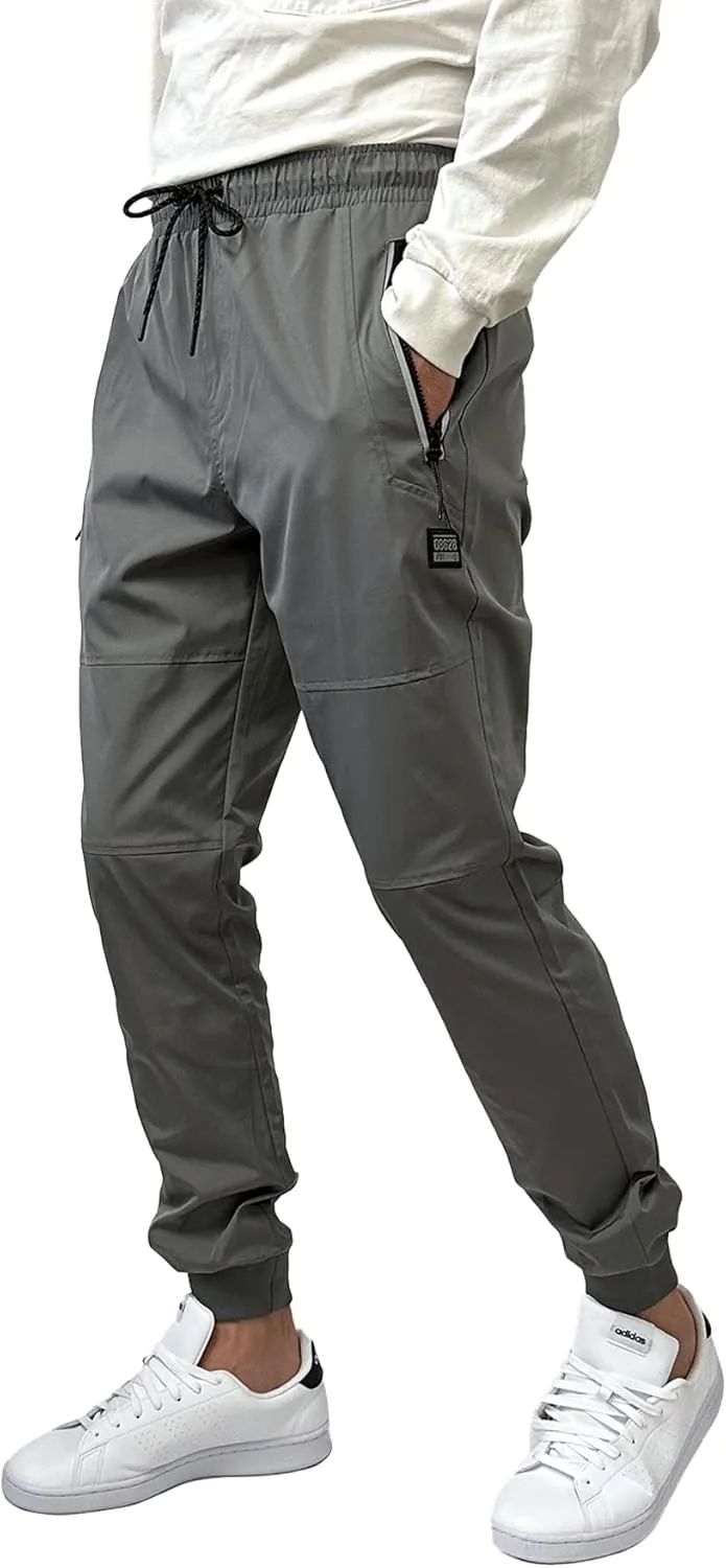 Southpole Men's Quick-Dry Water Resistant Nylon Track Jogger Pants W/Zipped Pockets