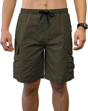 Southpole Men's Tech Woven Nylon Cargo Shorts, Quick Dry, Lightweight, Adjustable Waist