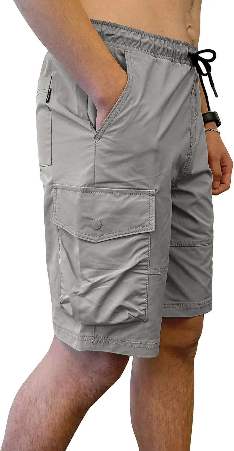 Southpole Men's Tech Woven Nylon Cargo Shorts, Quick Dry, Lightweight, Adjustable Waist