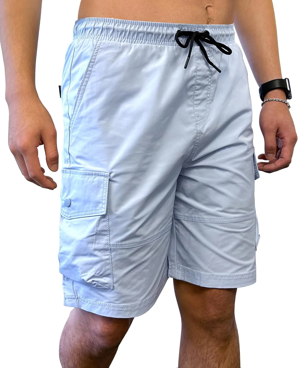 Southpole Men's Tech Woven Nylon Cargo Shorts, Quick Dry, Lightweight, Adjustable Waist
