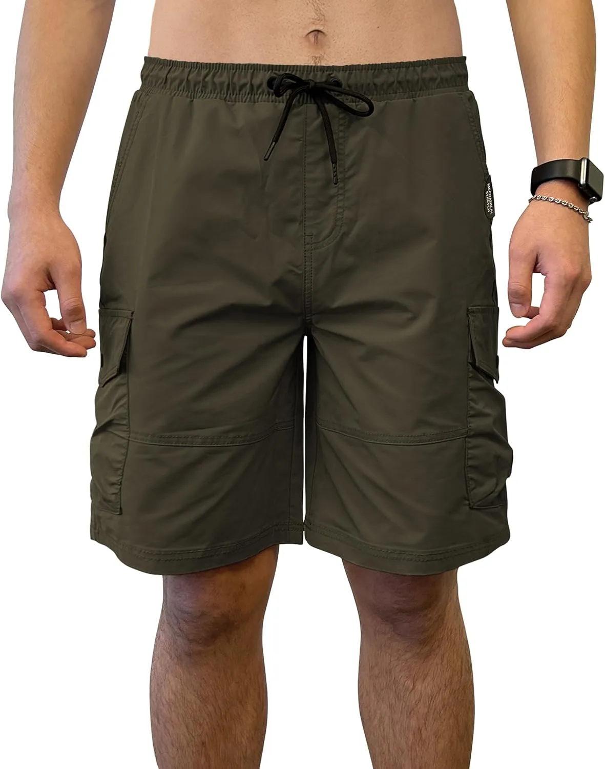 Southpole Men's Tech Woven Nylon Cargo Shorts, Quick Dry, Lightweight, Adjustable Waist