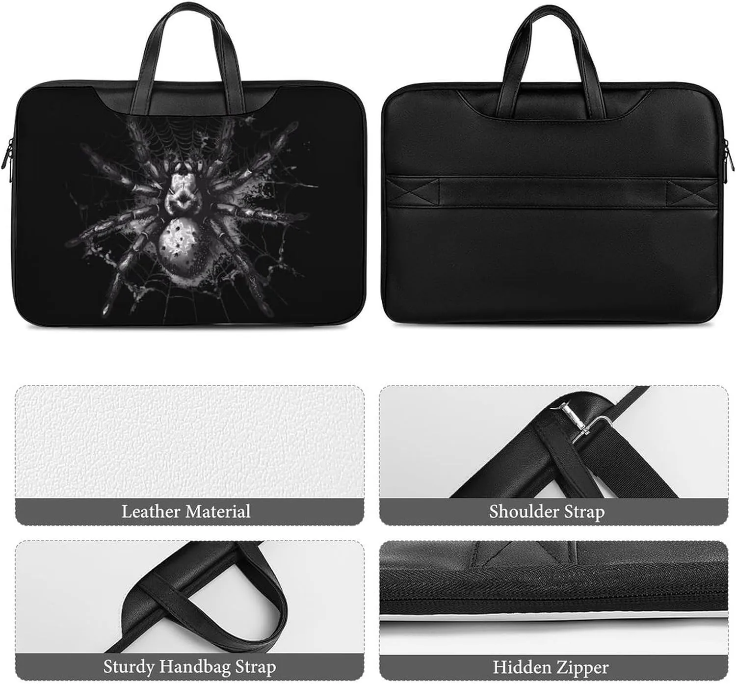 Spider Animal Motif Laptop Sleeve Bag Protective Case Handbag With Shoulder Strap for Computer 10-17 Inch