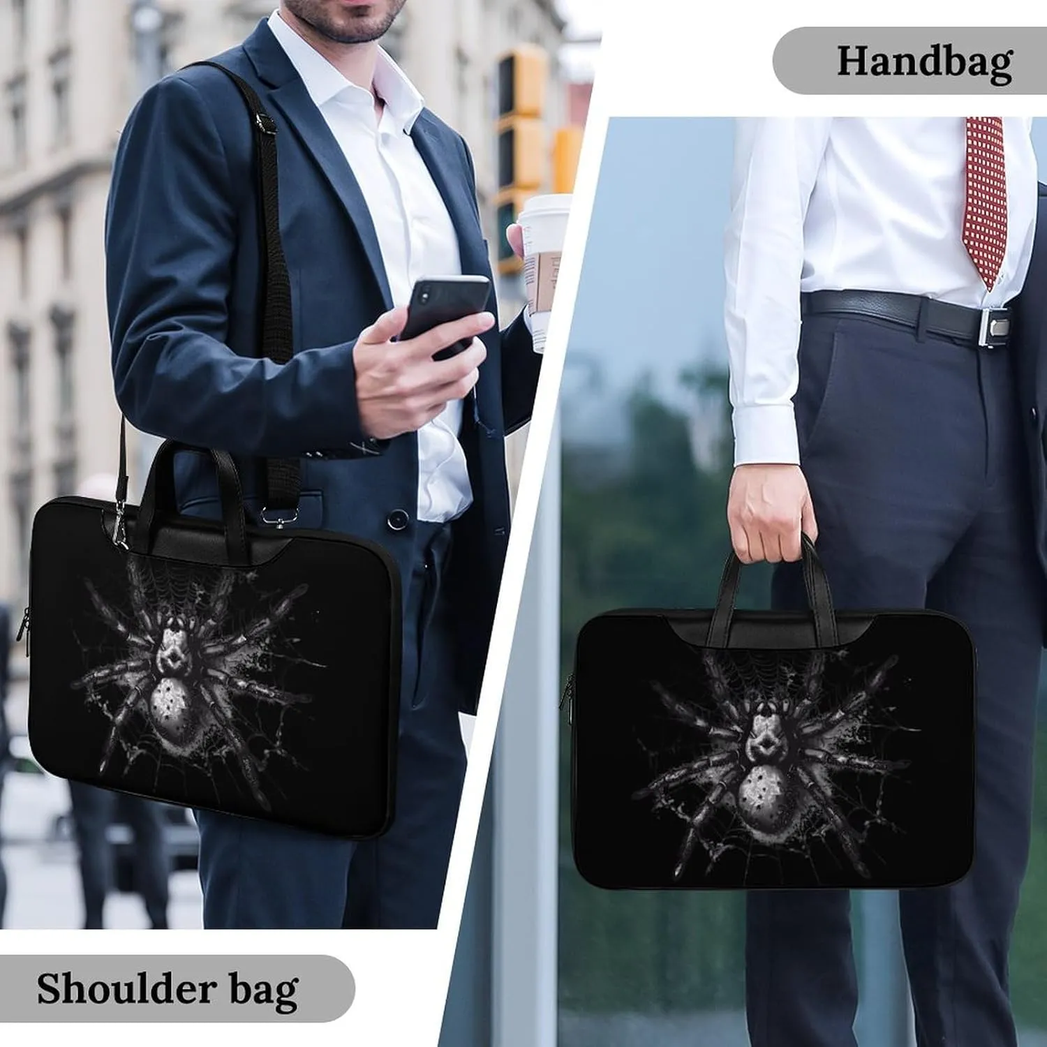 Spider Animal Motif Laptop Sleeve Bag Protective Case Handbag With Shoulder Strap for Computer 10-17 Inch