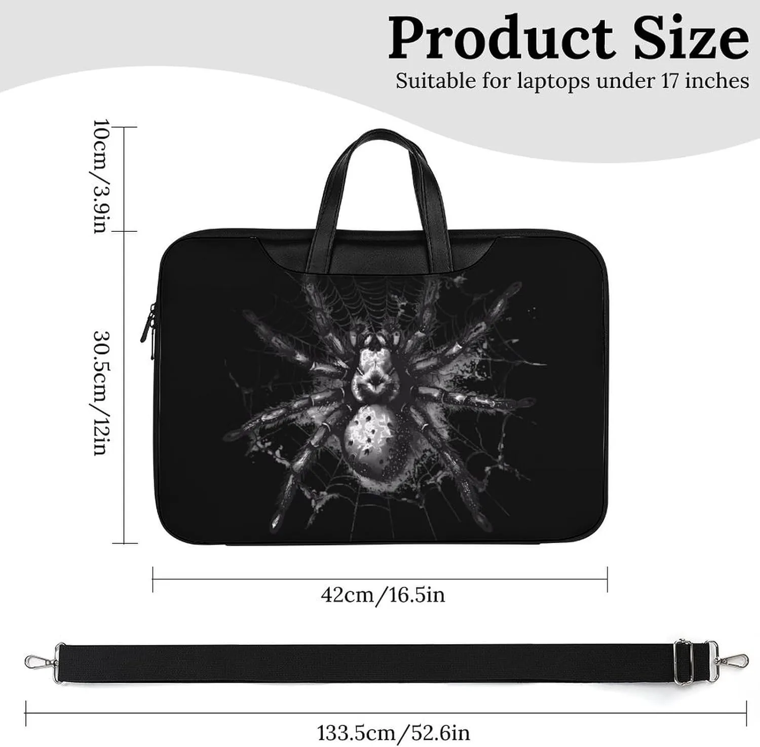 Spider Animal Motif Laptop Sleeve Bag Protective Case Handbag With Shoulder Strap for Computer 10-17 Inch