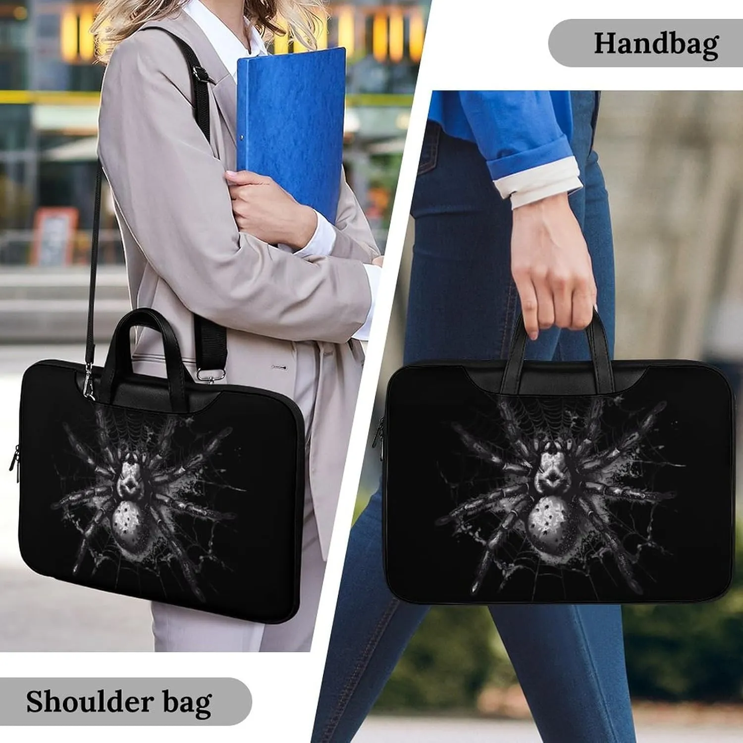 Spider Animal Motif Laptop Sleeve Bag Protective Case Handbag With Shoulder Strap for Computer 10-17 Inch