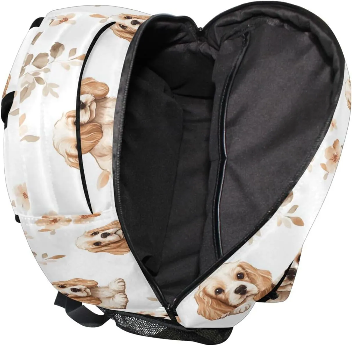 Sport Backpack for Unisex Adult Fashion Business Work Bag with Chest Strap for Business Work College Travel Trip Cartoon Cute Cocker Spaniel Dogs White