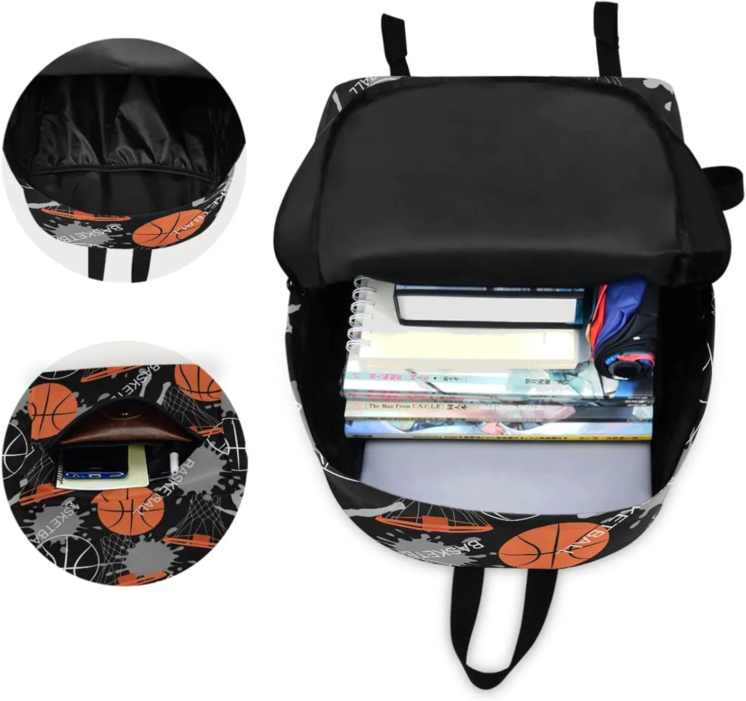 Sport Basketball Game Creative Pattern Large Durable Laptop Backpack, Portable Travel Bag for Boys Girls School Bookbag Work Fit 15.6 Inch Notebook