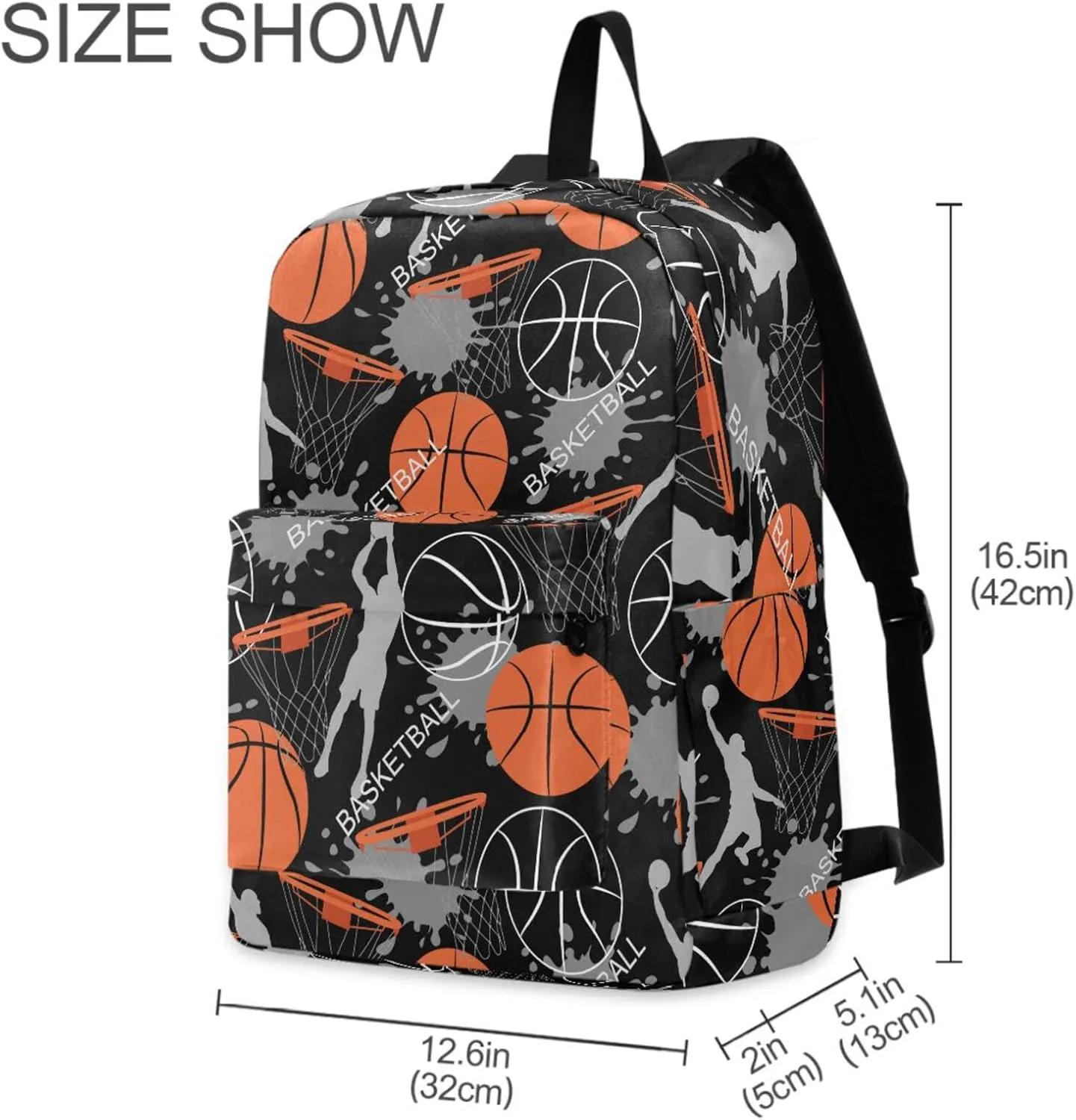 Sport Basketball Game Creative Pattern Large Durable Laptop Backpack, Portable Travel Bag for Boys Girls School Bookbag Work Fit 15.6 Inch Notebook