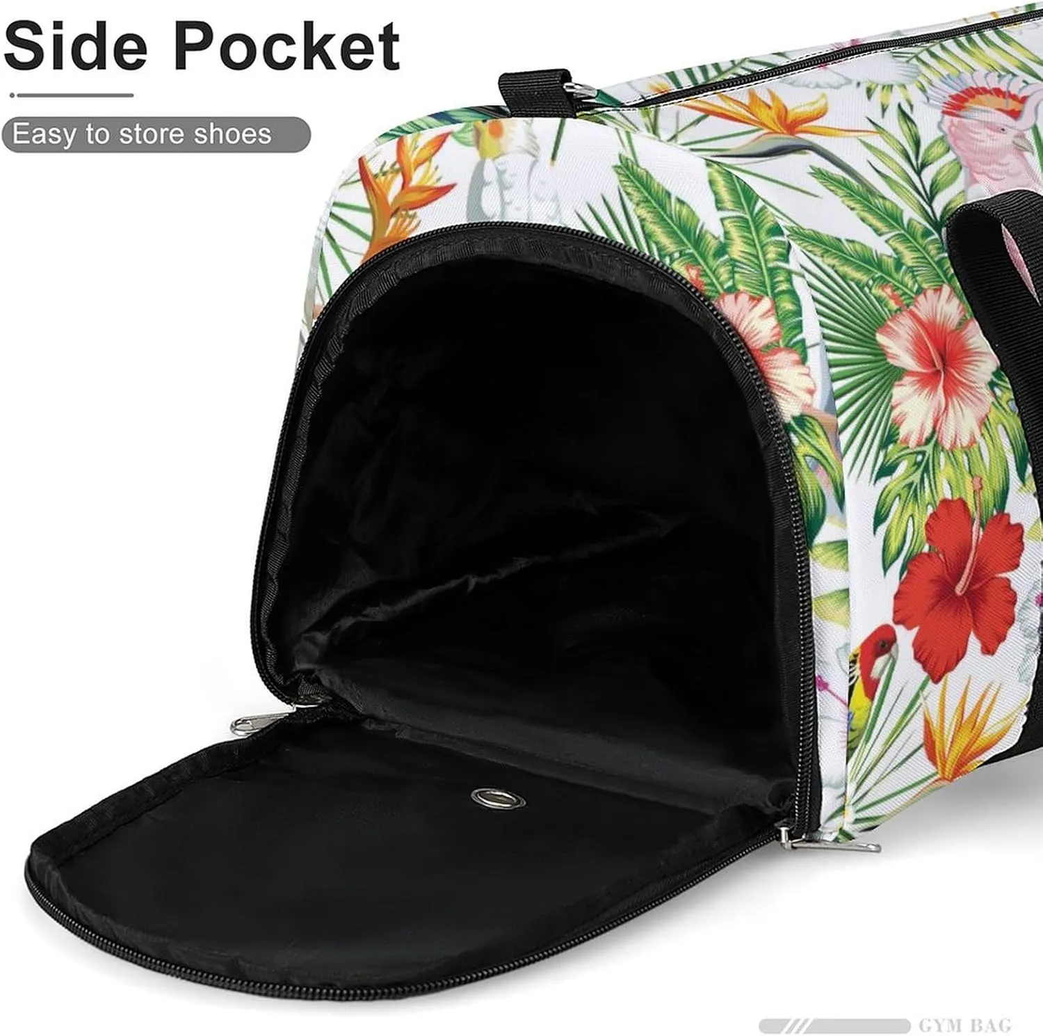 Sport Gym Duffel with Shoe Compartment Wet Pocket, Tropic-exotic-birds-white Shoulder Travel Bag for Women Men, style-2