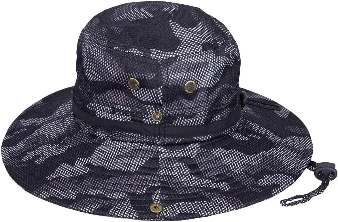 Sportmusies Outdoor Fishing Boonie Hat Breathable Wide Brim Sun Protection Bucket Hats