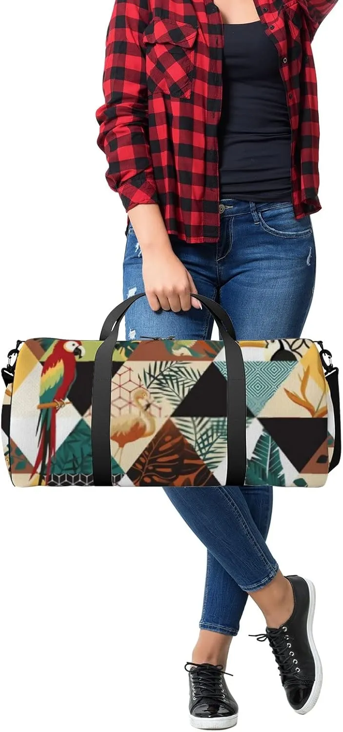 Sports Gym Bag for Women and Men Waterproof Exotic Tropical Palm Leaves Duffel Bag Lightweight Carryon Traveling Boarding Gripsack