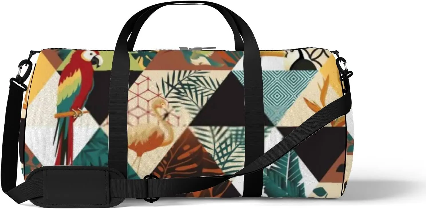 Sports Gym Bag for Women and Men Waterproof Exotic Tropical Palm Leaves Duffel Bag Lightweight Carryon Traveling Boarding Gripsack