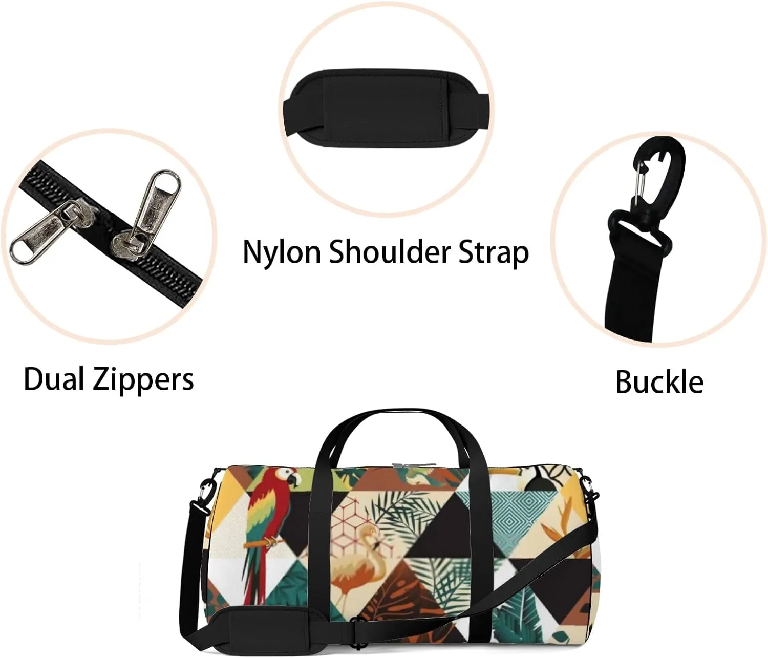 Sports Gym Bag for Women and Men Waterproof Exotic Tropical Palm Leaves Duffel Bag Lightweight Carryon Traveling Boarding Gripsack
