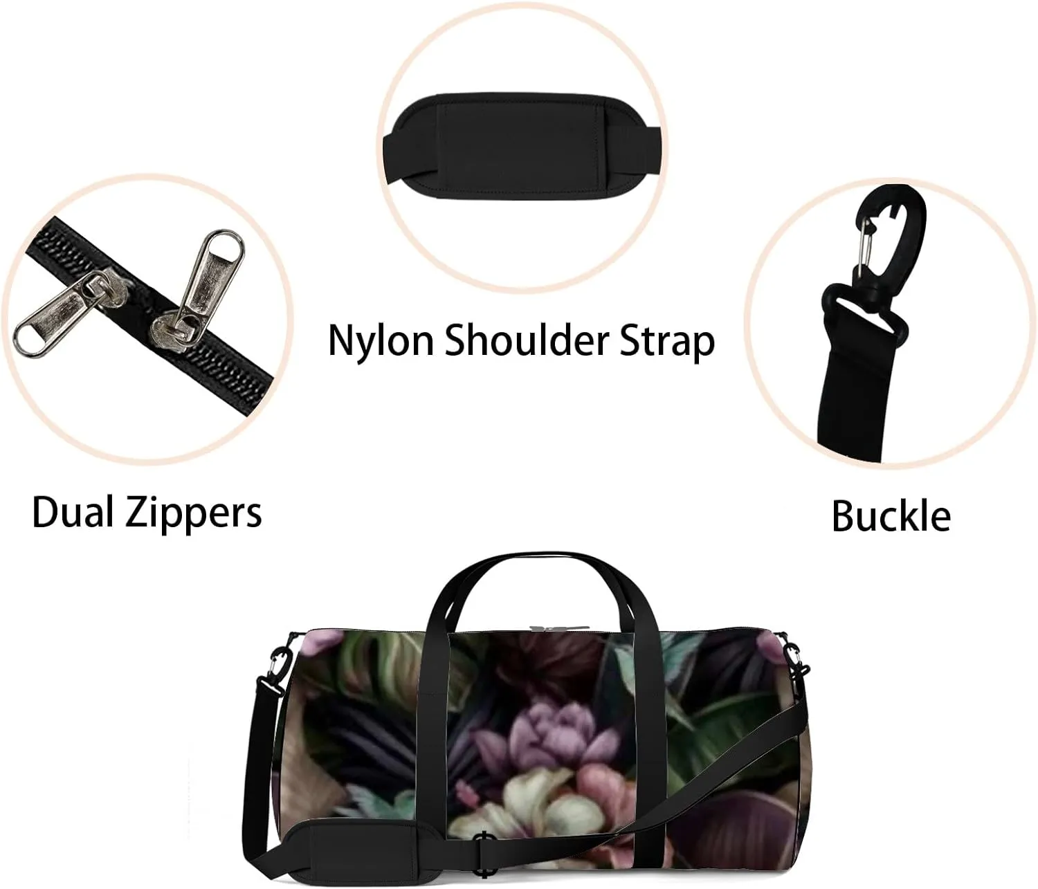 Sports Gym Bag for Women and Men Waterproof Tropical Exotic Plants Pattern Duffel Bag Lightweight Carryon Traveling Boarding Gripsack