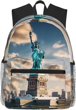 Statue Of Liberty In Nyc Men Women Office Laptop Backpack,Work Bag 15.7 Inch Business Travel Bags Large Capacity