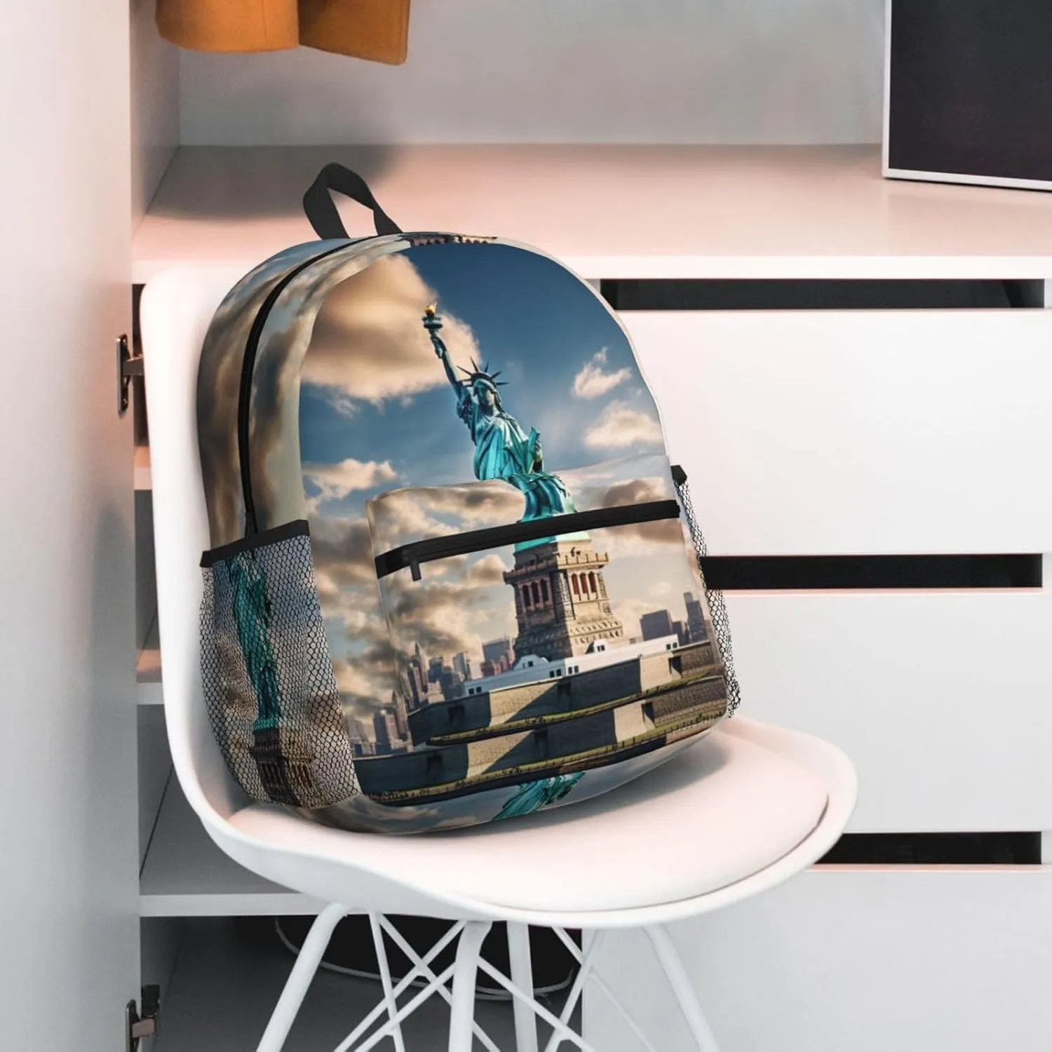Statue Of Liberty In Nyc Men Women Office Laptop Backpack,Work Bag 15.7 Inch Business Travel Bags Large Capacity