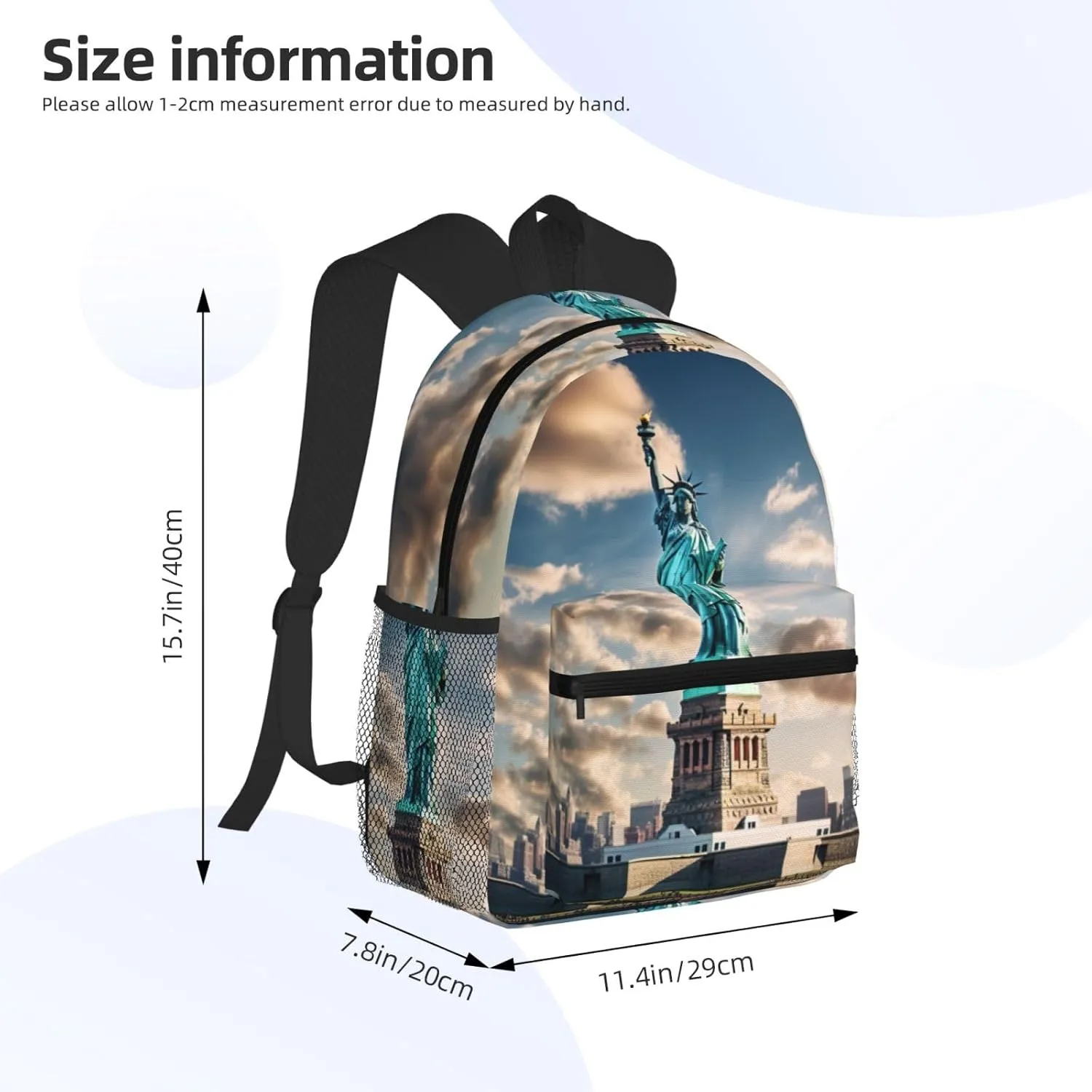 Statue Of Liberty In Nyc Men Women Office Laptop Backpack,Work Bag 15.7 Inch Business Travel Bags Large Capacity