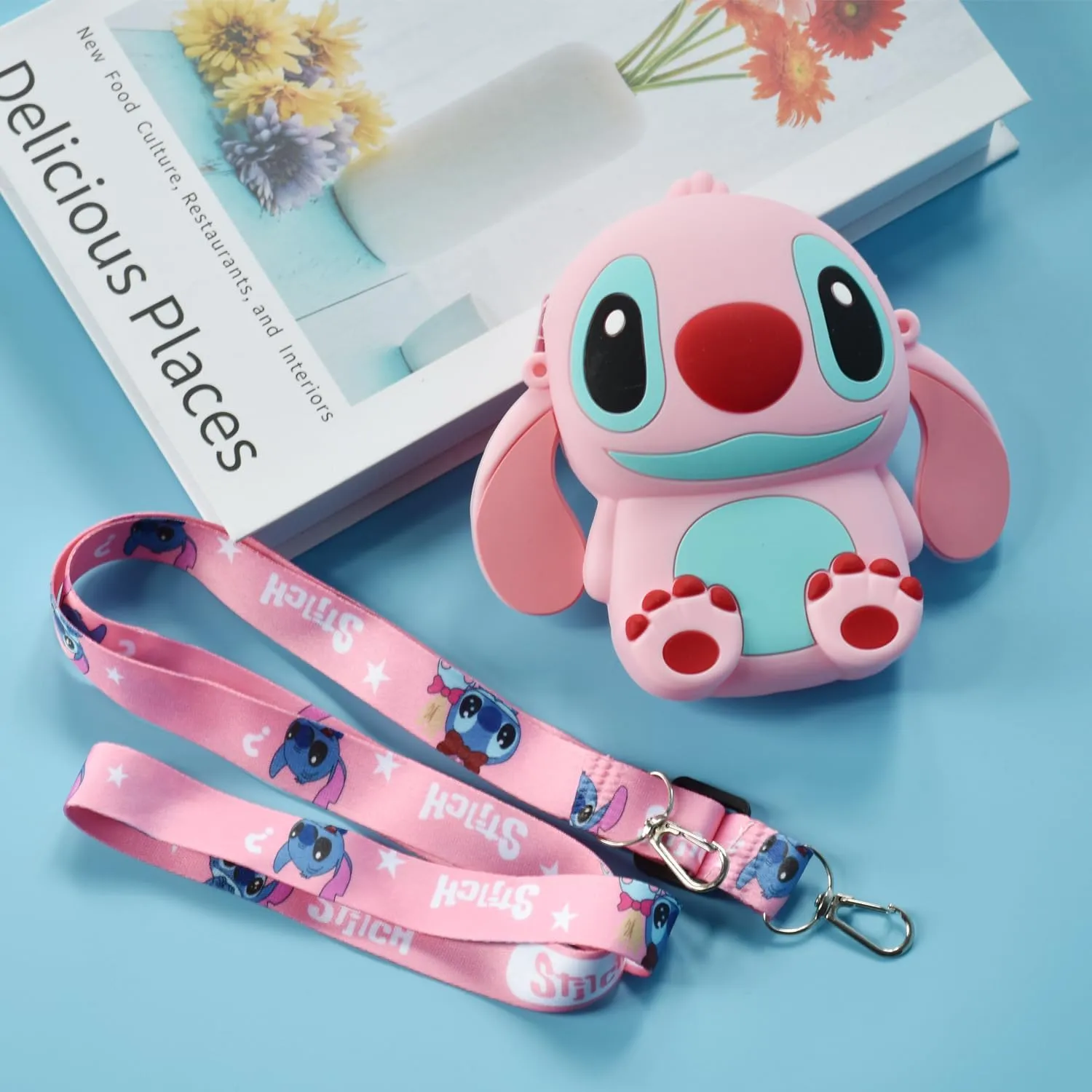 Stitch Crossbody Bag with Adjustable Shoulder Strap, Handbag with Zipper Cute Mini Anime Stitch Coin Wallet Purse