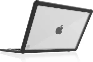 STM Dux for MacBook Air (13-inch) - M4, 2025/M3, 2024/M2, 2022- Ultra Protective Case - Clear Transparent PC, Rugged Raised TPU Bumpers with Textured Rubber Feet - Black
