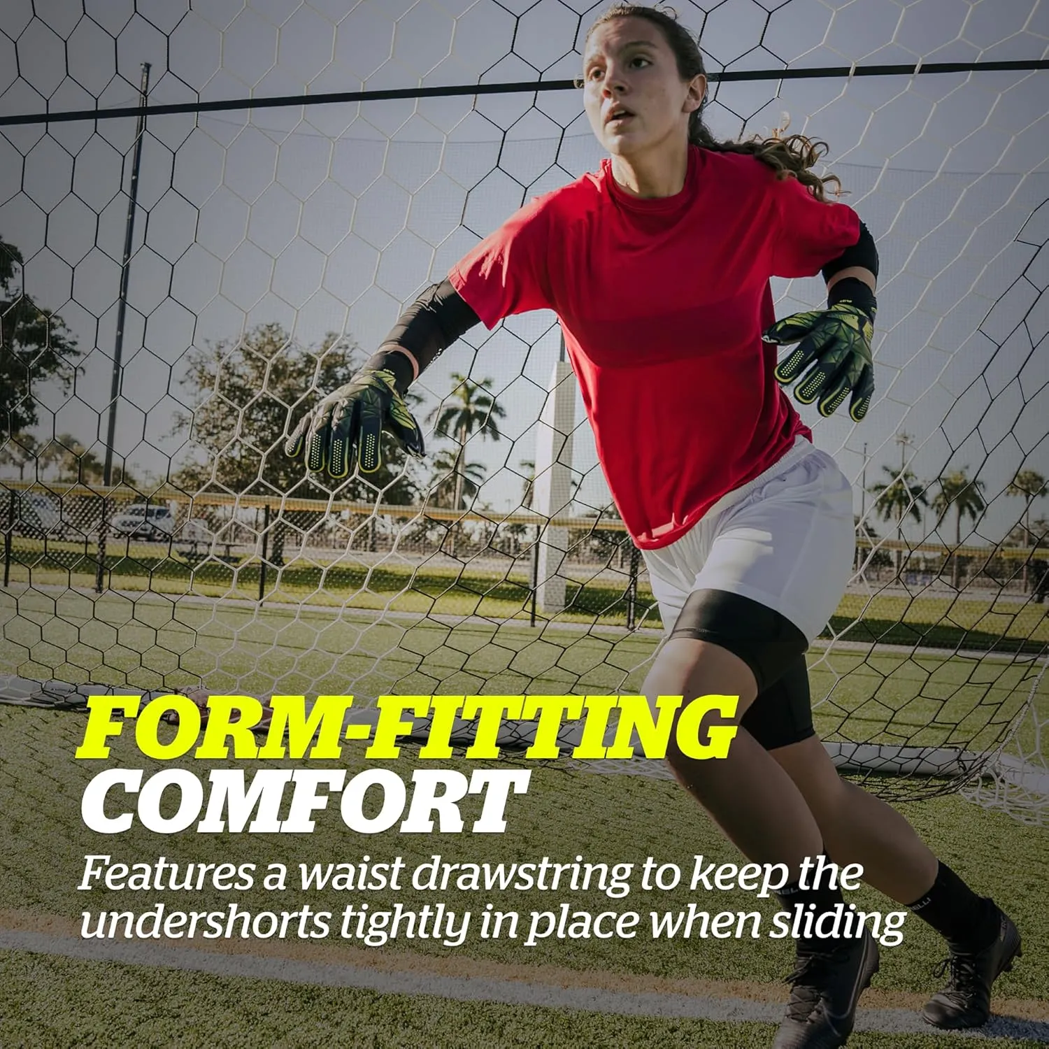 Storelli Women's BodyShield GK Sliders, Performance Soccer Shorts, UV Resistant, Impact Protection, Sweat-Wicking