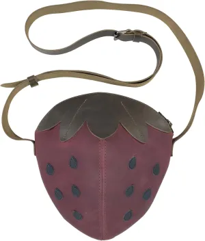 Strawberry-Shaped Shoulder Bag with Adjustable Strap, Crossbody Bag, Messenger Bag, Full Grain Leather, Handmade, Sangria