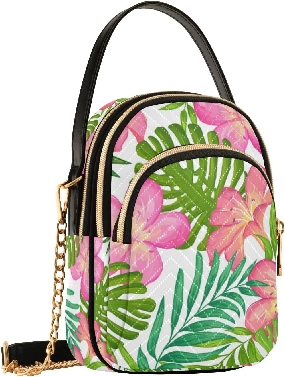 SUABO Crossbody Bag for Women, Floral Exotic Tropical Phone Purse Detachable Chain Bag Shoulder Handbag Wallet