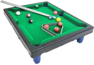 Sumac Travel-Sized Mini Billiards Game Set - Complete Tabletop Pool Kit with Cues, Balls, and Rack for Home and On-The-Go Fun