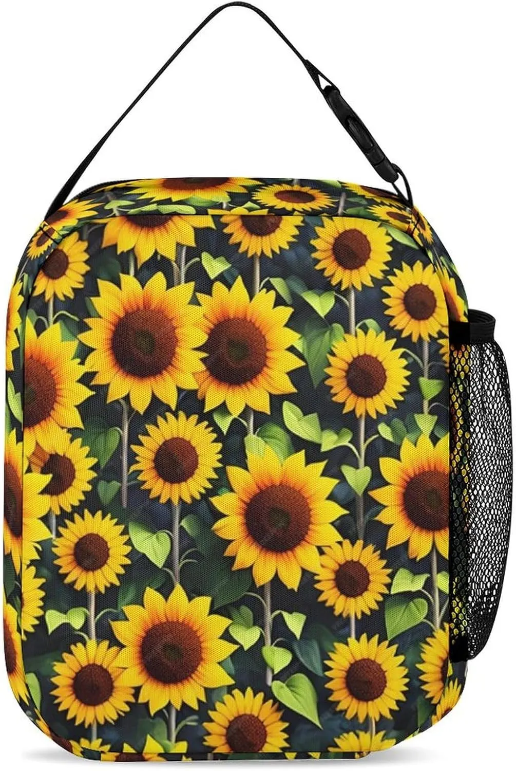 Sunflower Backpack with Lunch Box & Pencil Case, 16 Inch Cute Sunflowers Themed Bookbag, Adjustable Lightweight Large Capacity, Colorful Daily Casual Backpacks Set with Lunch Bag