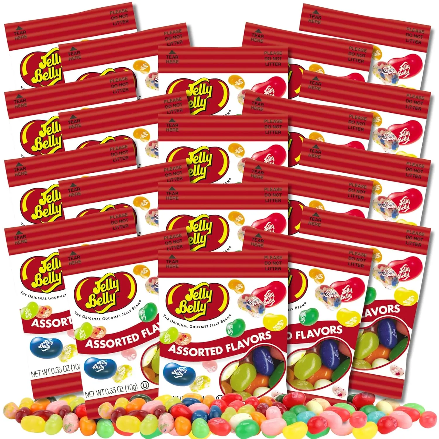 Sweetzo 20 Mini Packs of Assorted Flavor Jelly Beans, Individually Bagged Easter Egg Fillers, Bulk Chewy Candy