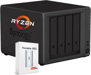 Synology DiskStation DS923  4-Bay NAS Enclosure Server, Network Attached Storage, AMD Ryzen R1600(2 Core, up to 3.1 GHz), Data Management Solution 7, Black(16GB DDR4 RAM | No HDD,SSD)