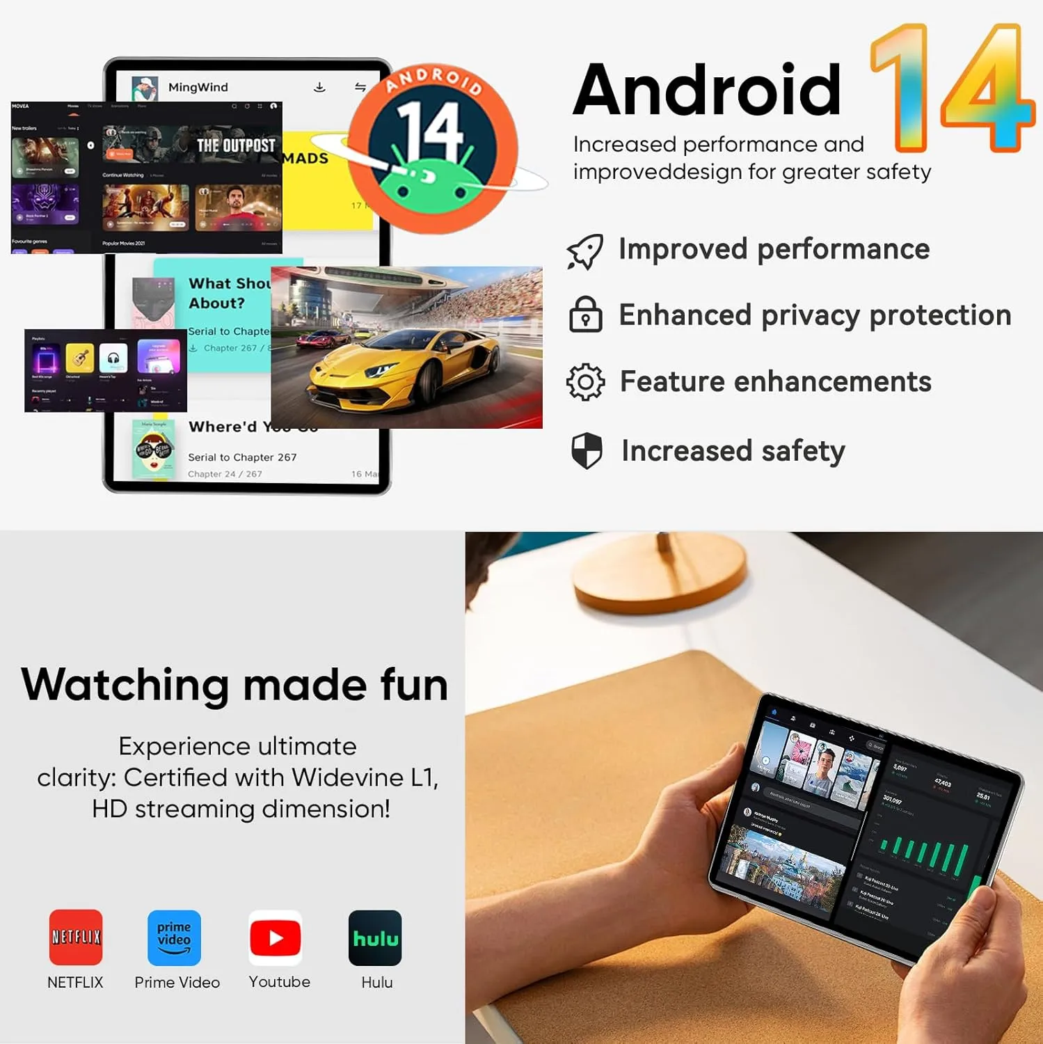 Tablet 10 inch, Android 14 Tablet with Keyboard, 6GB 64GB 1TB Expand, 2.4G/5G WiFi, 6000mAh Battery, BT 5.0, GMS Certified, 1280x800 IPS Touch Screen, Dual Camera, with Case, Mouse, Stylus (Gray)