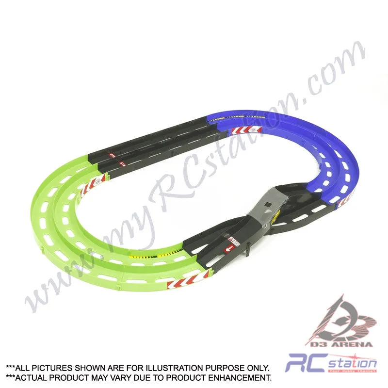 Tamiya Track #69569 - Mini 4WD JR Oval Home Circuit W/Lane Change L.Green/Blue [69569]