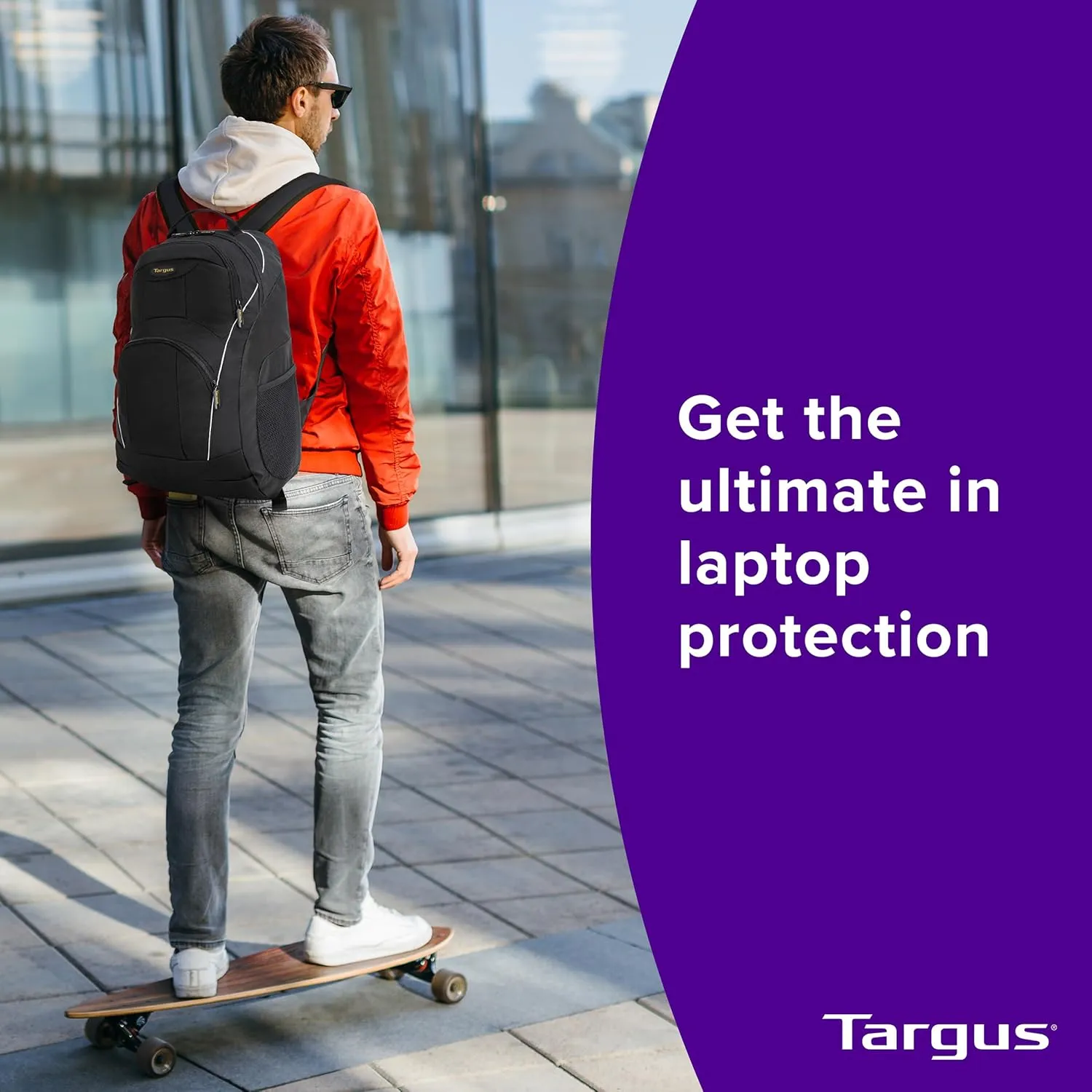 Targus - 16” Motor Laptop Backpack - Durable Water Resistant Material - Pack for Business, Travel, Professional Commute - Back Padding Support, Black - TSB194US