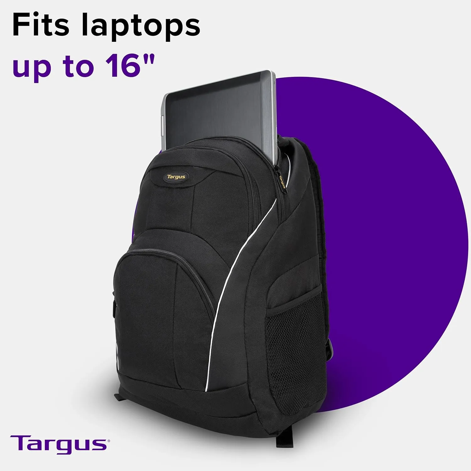 Targus - 16” Motor Laptop Backpack - Durable Water Resistant Material - Pack for Business, Travel, Professional Commute - Back Padding Support, Black - TSB194US