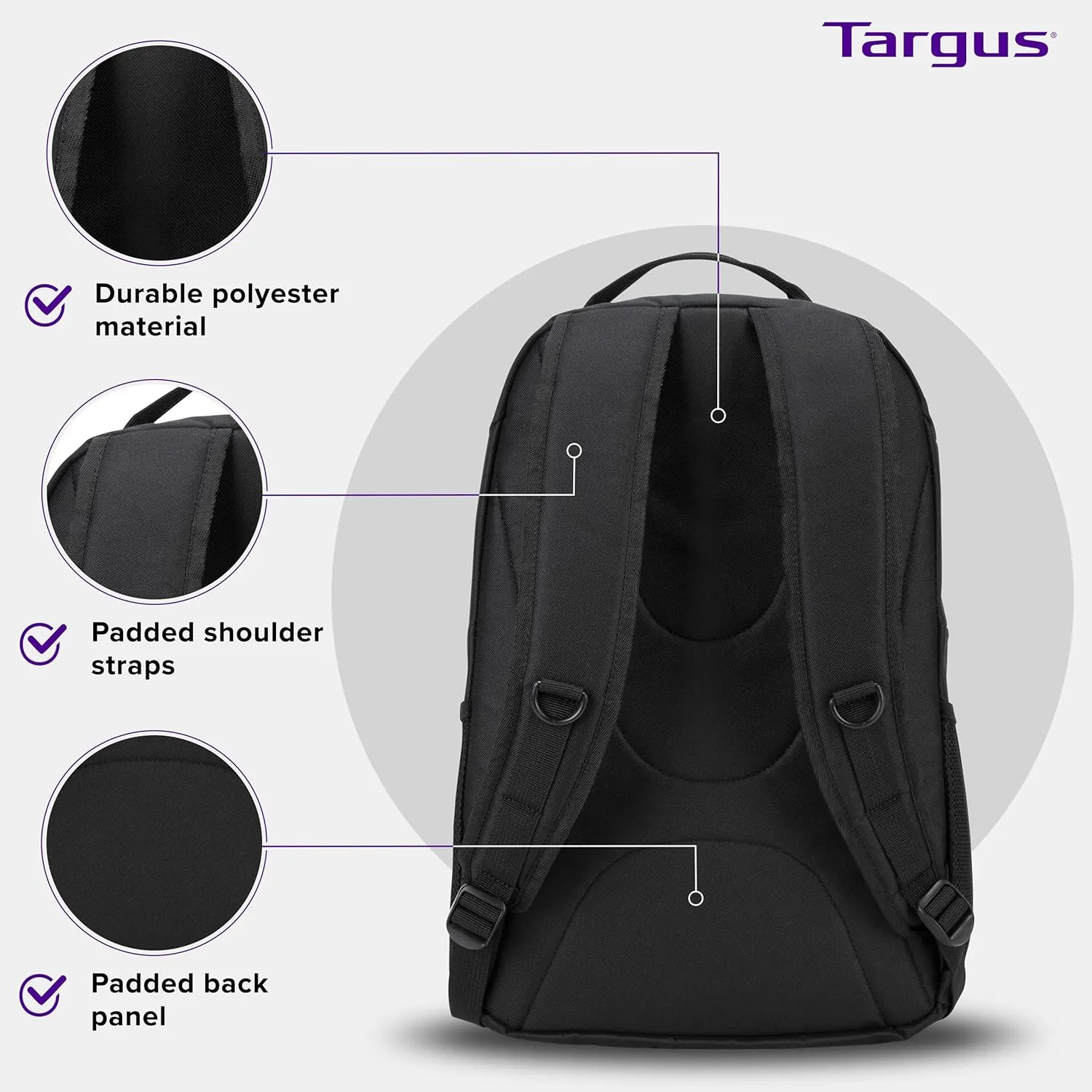 Targus - 16” Motor Laptop Backpack - Durable Water Resistant Material - Pack for Business, Travel, Professional Commute - Back Padding Support, Black - TSB194US