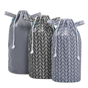 Teamoy Pail Liner for Cloth Diaper(Pack of 3), Reusable Diaper Pail Wet Bag with Drawstring, Fits for Dekor, Ubbi Diaper Pails, Gray  Gray Arrows  Black Arrows