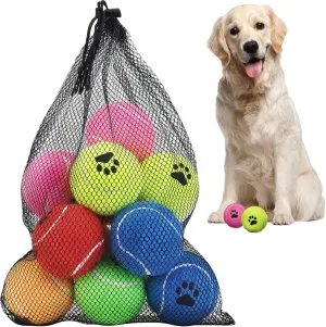 Tennis Balls for Dogs Pack of 12 Colorful Easy Catching Pet Toy Ball (No Squeak-2.5inch-6colors)