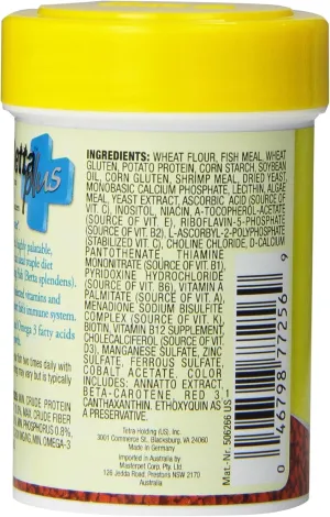TetraBetta Plus Floating Mini Pellets, Fish Food with Natural Color Enhancer, 1.2 Ounces (Pack of 2)
