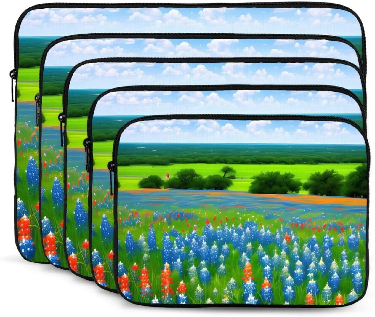 Texas Bluebonnets Scenery Pattern Shockproof Portable Laptop 17 inch Sleeve Bag for Men and Women - Ideal for Business Travel, School, and Daily Use