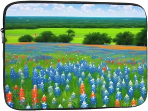 Texas Bluebonnets Scenery Pattern Shockproof Portable Laptop 17 inch Sleeve Bag for Men and Women - Ideal for Business Travel, School, and Daily Use