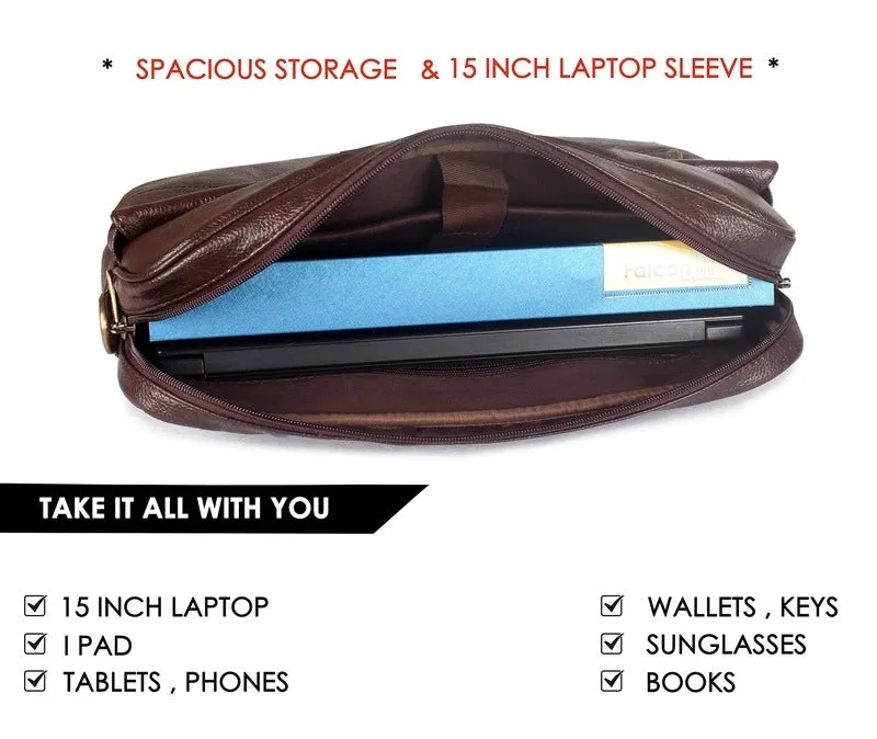 THE CLOWNFISH Passion Laptop Briefcase - Stylish, Spacious | 15.6 inch | Dark Brown