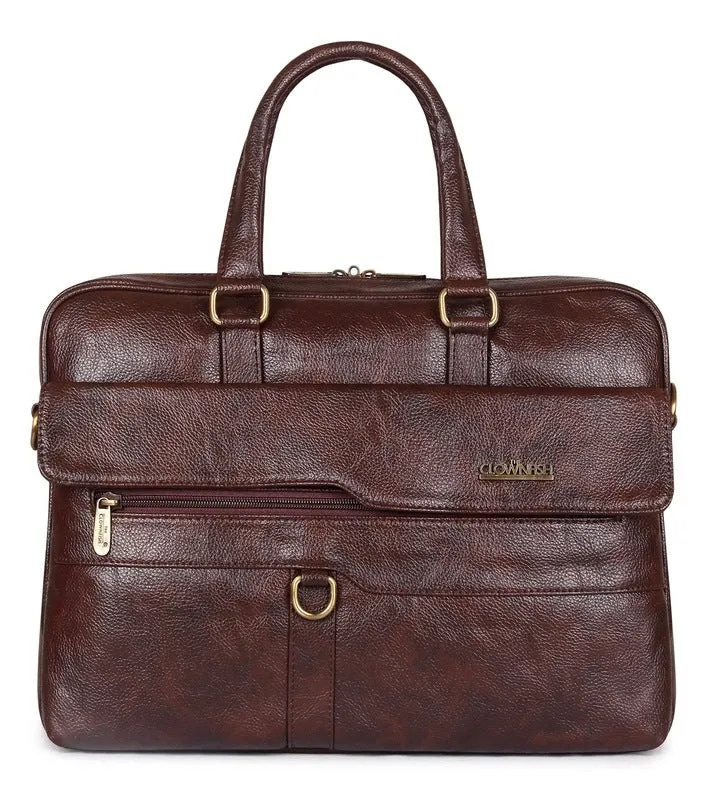 THE CLOWNFISH Passion Laptop Briefcase - Stylish, Spacious | 15.6 inch | Dark Brown