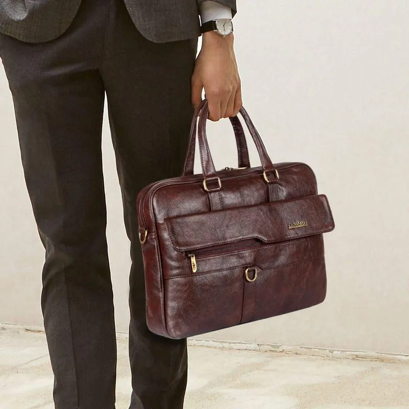 THE CLOWNFISH Passion Laptop Briefcase - Stylish, Spacious | 15.6 inch | Dark Brown
